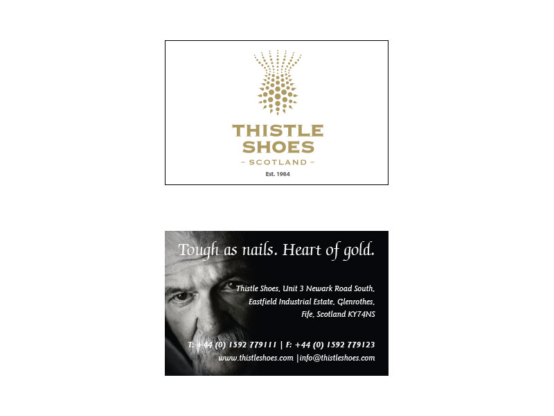 AE Struthers Thistle Shoes Business Card Layout